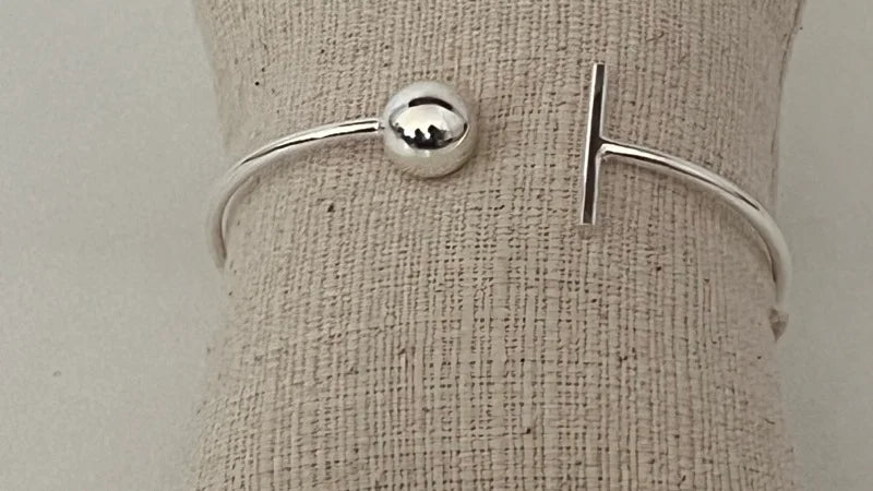 Ball & Rod Cuff Bangle - Sterling Silver