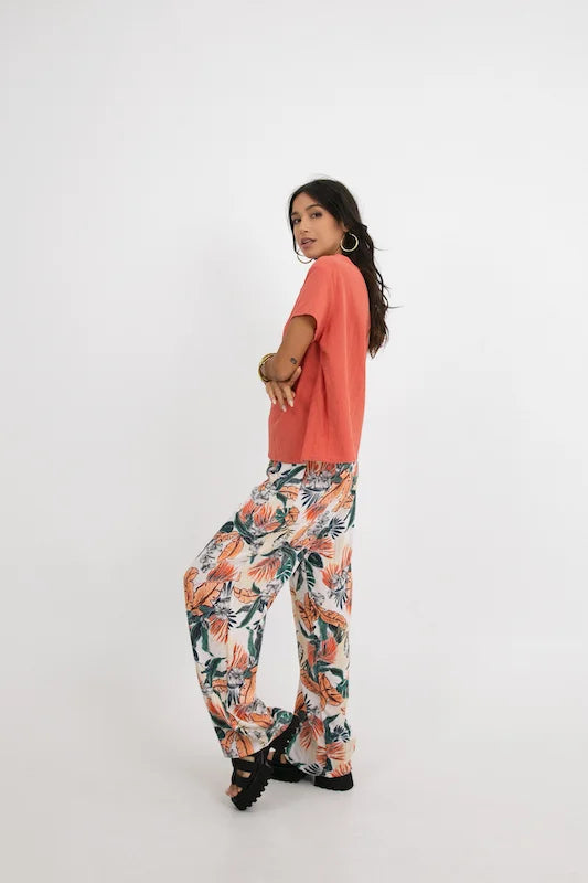 Esme Pant - Hawaii Print - Peach Iced Tea