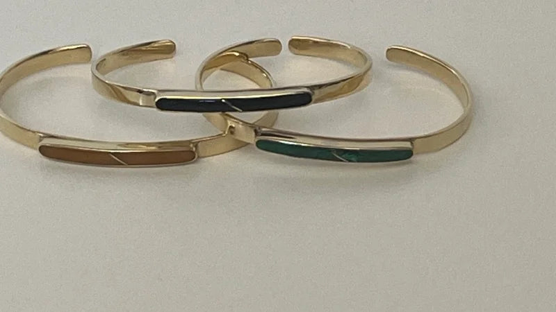 Himalayan Bar Gem Cuff - Jade, Tigers Eye, Black Onyx