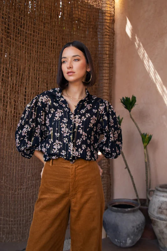 Alba Blouse - Cherry Blossom Lurex