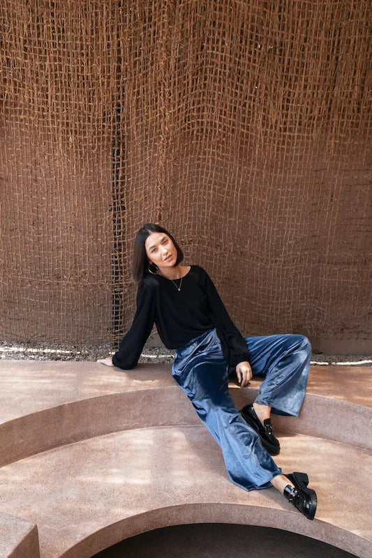 Esme Velvet Pant - NY Blue Velvet