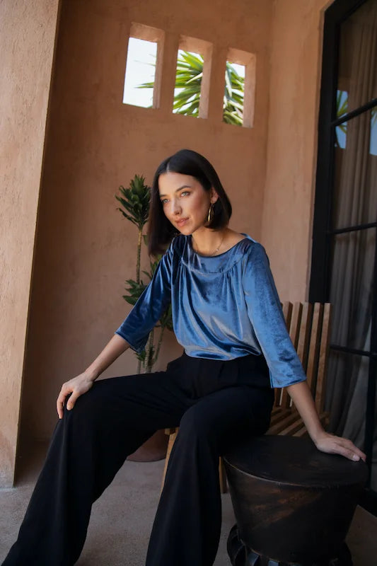 Janice Velvet Top - NY Blue