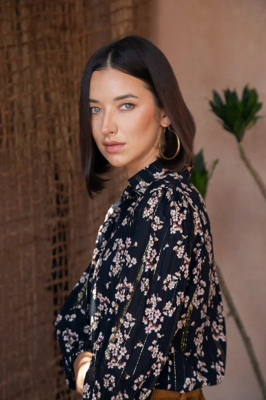 Alba Blouse - Cherry Blossom Lurex