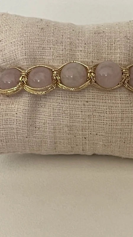 Rose Quartz Gold Thread Bracelet