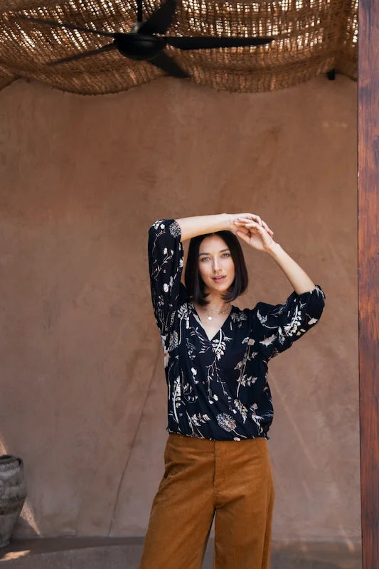 Karin Wrap Top - Country Flowers