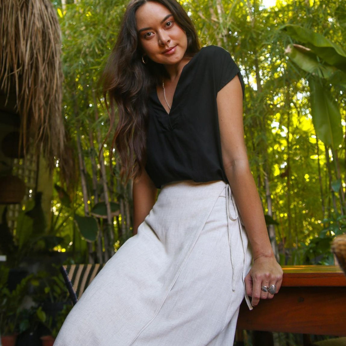 Vintage Mirabelle Linen Skirt - Medium