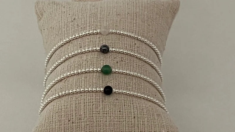 Grace Bracelet - Rose Quartz , Hematite, Jade, Black Onyx