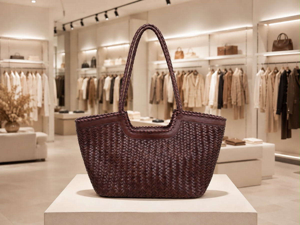 Anda Woven Tote Bag - Chocolate