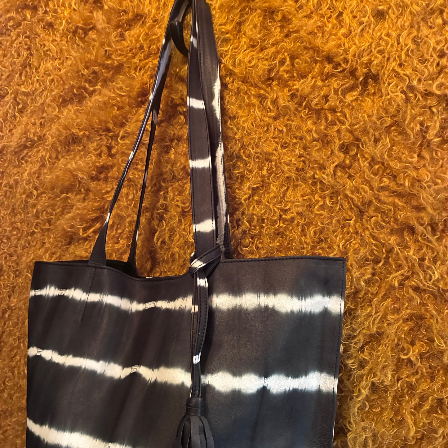 Jenny Tote Bag - Black Bean Tye Dye Leather