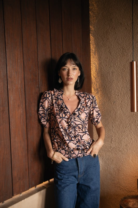 Portland Blouse - Art Deco Flower