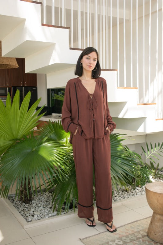 Galea Pants with Lace - Espresso