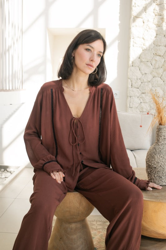 Galea Pants with Lace - Espresso