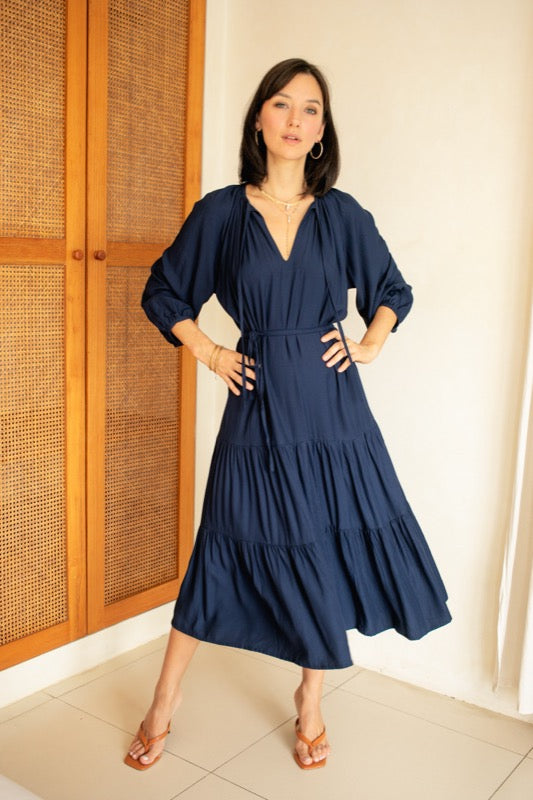 Marcia Dress - Navy Bamboo
