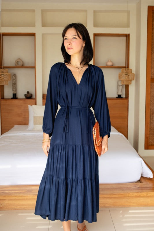 Marcia Dress - Navy Bamboo