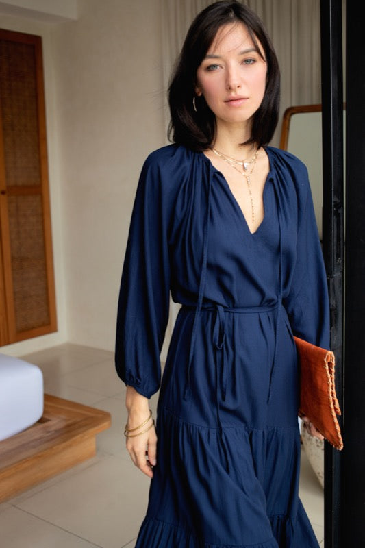 Marcia Dress - Navy Bamboo
