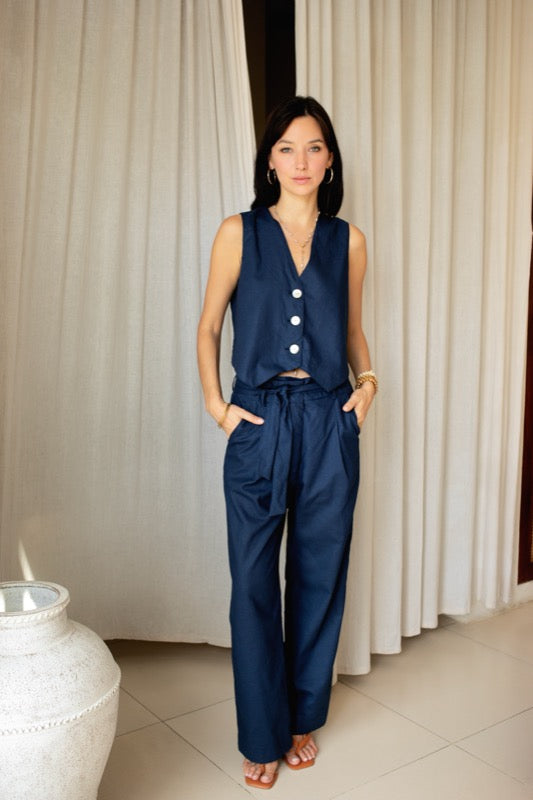 Petra Vest - Navy Bamboo