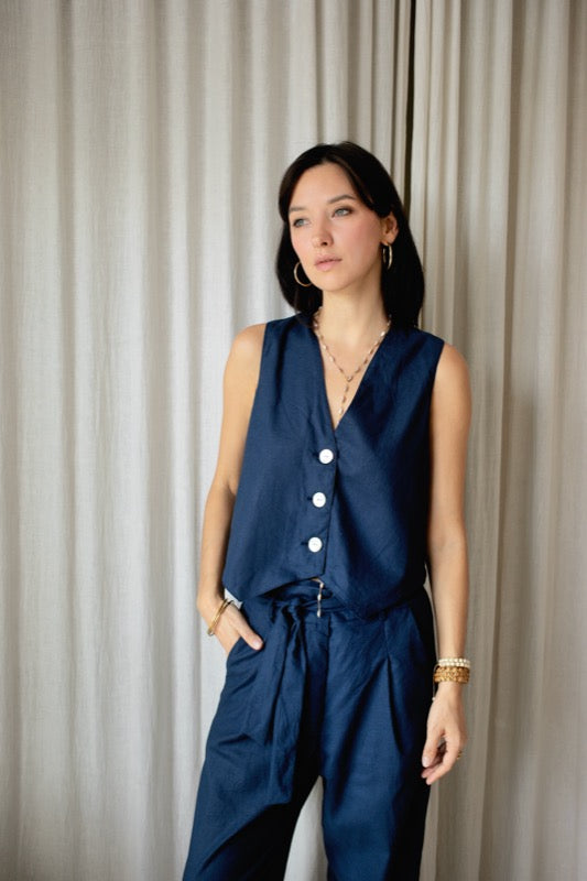 Petra Vest - Navy Bamboo