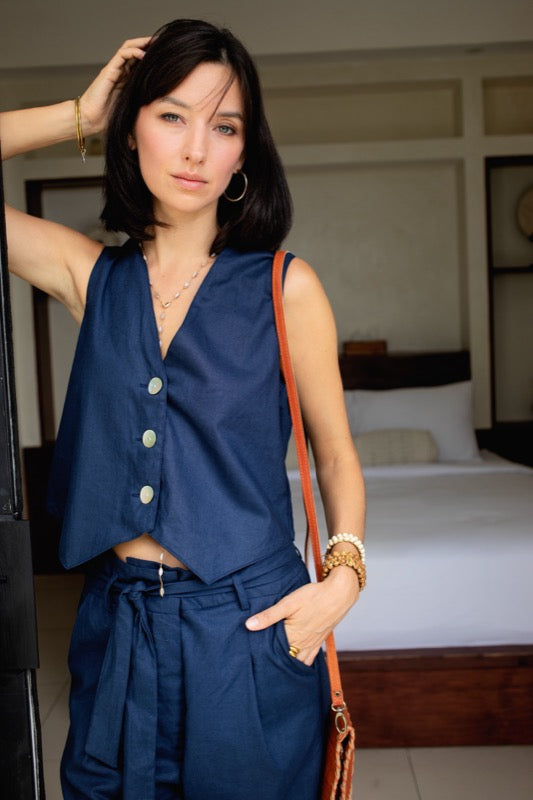 Petra Vest - Navy Bamboo