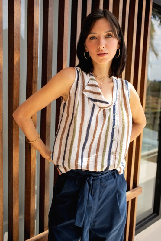 Max Sleeveless Blouse - Stripe Me