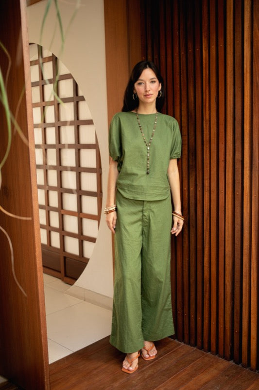 Louise Pants - Olive Linen