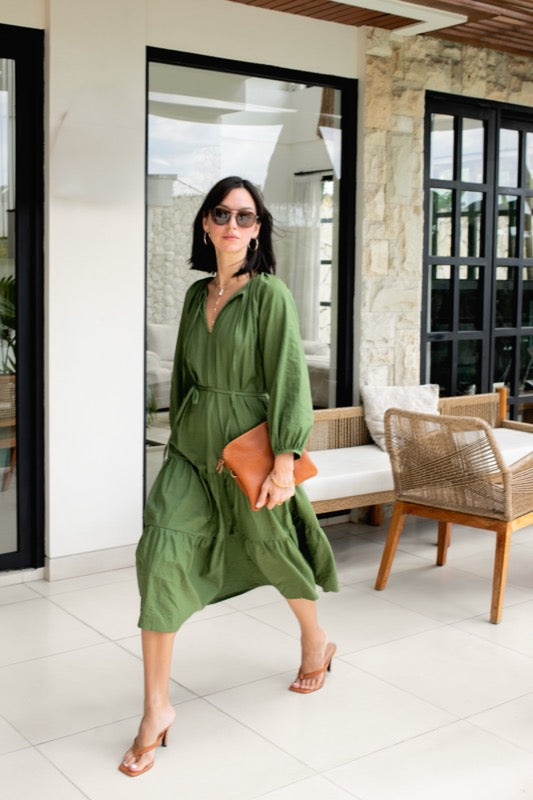 Marcia Dress - Olive Linen
