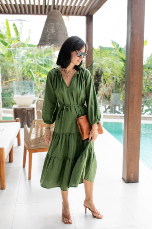 Marcia Dress - Olive Linen