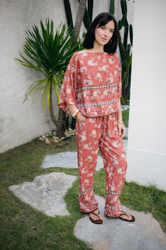 Avalon Pants - Crimson Border