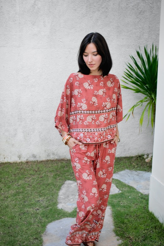 Avalon Pants - Crimson Border