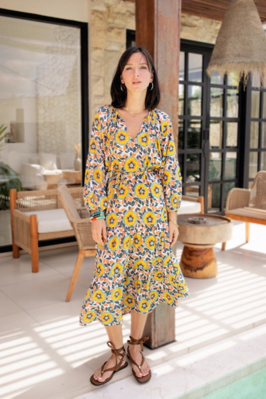 Marcia Dress - Flowers & Leaves