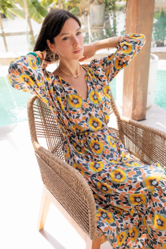 Marcia Dress - Flowers & Leaves