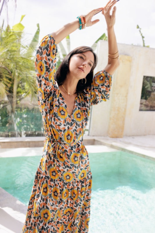 Marcia Dress - Flowers & Leaves