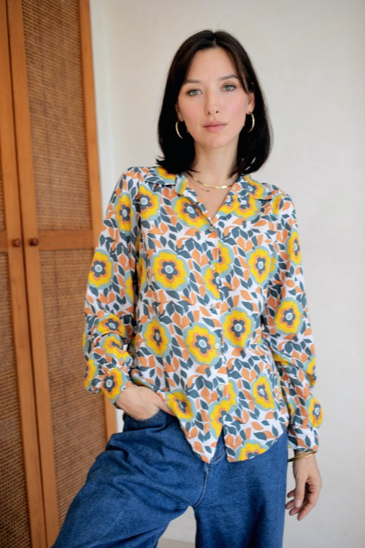 Joyce Blouse - Flowers &  Leaves
