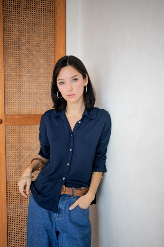 Everlyn Shirt - Navy Bamboo