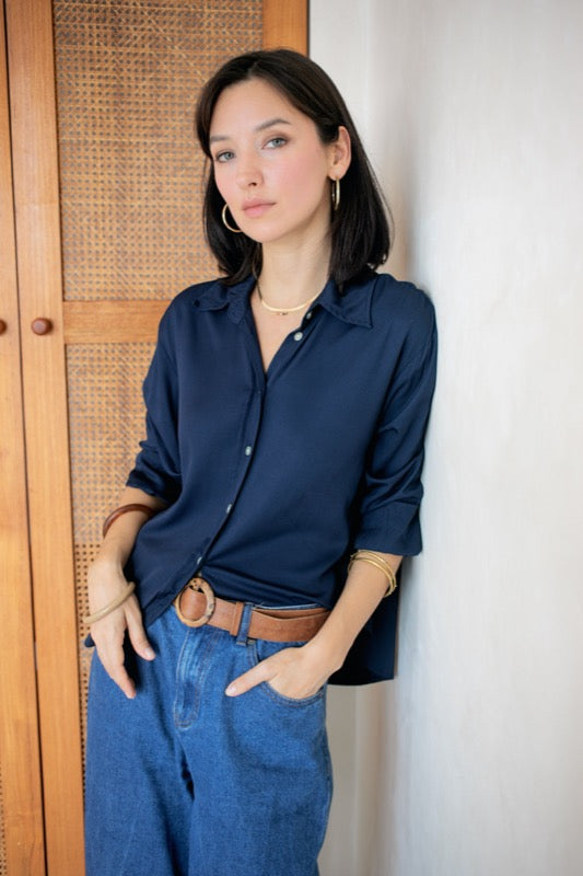 Everlyn Shirt - Navy Bamboo