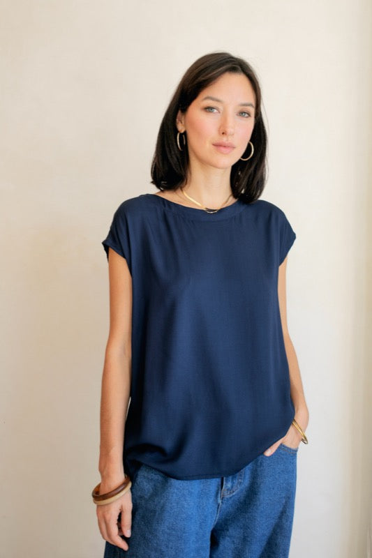 Keats Top - Navy Bamboo