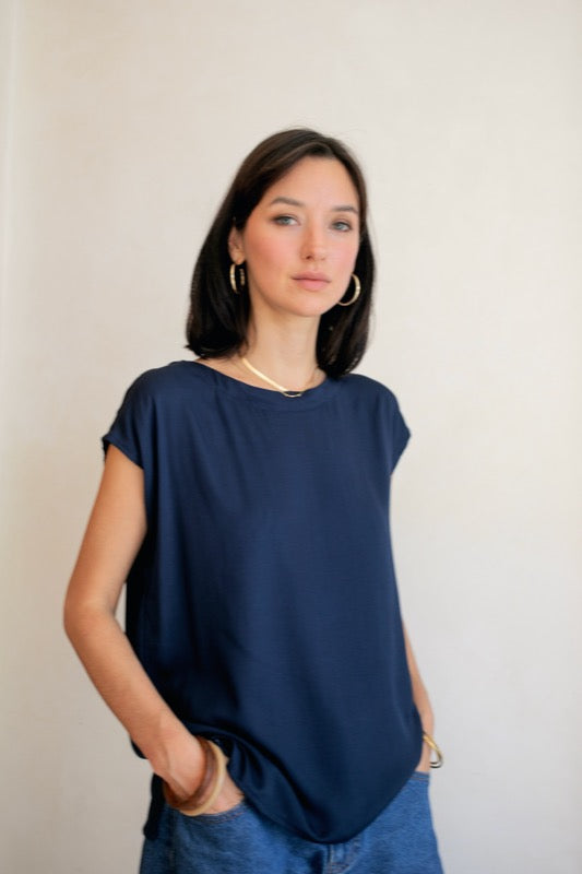 Keats Top - Navy Bamboo