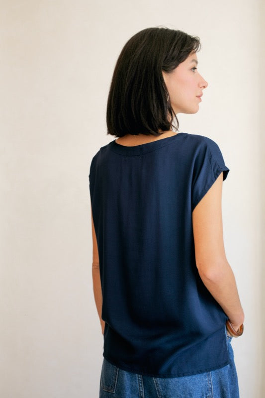 Keats Top - Navy Bamboo