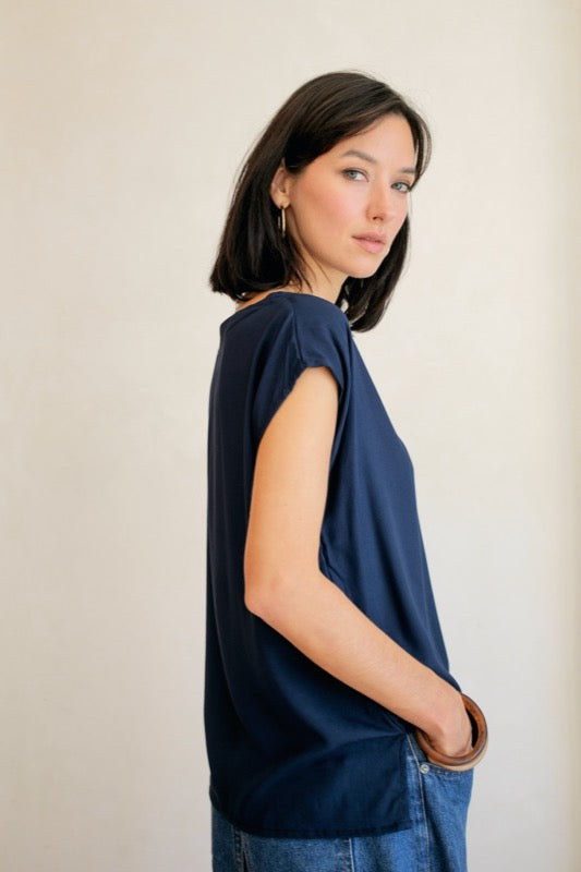 Keats Top - Navy Bamboo