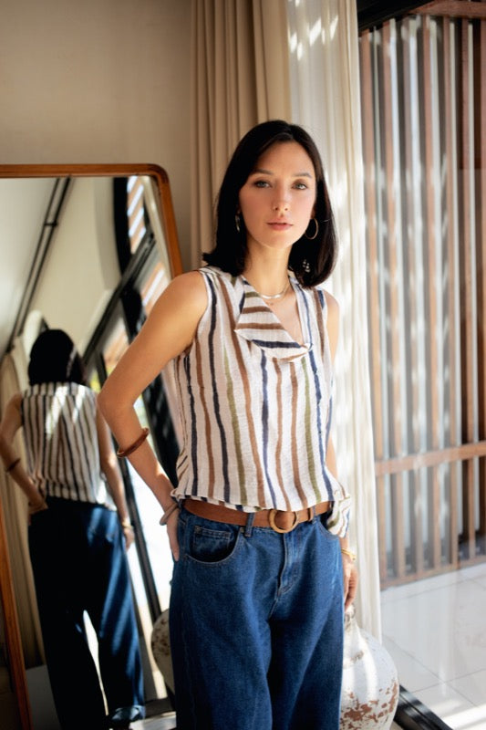 Max Sleeveless Blouse - Stripe Me