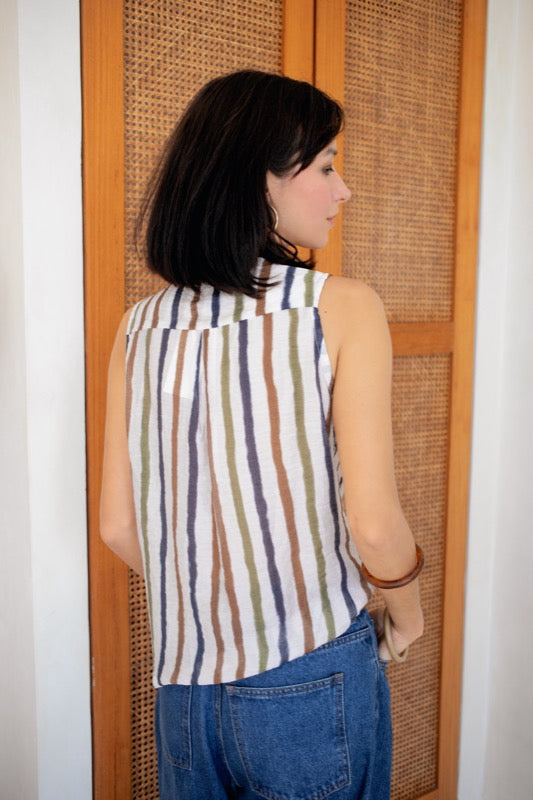 Max Sleeveless Blouse - Stripe Me