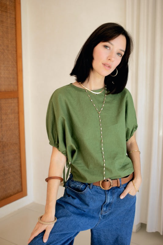 Plath Blouse - Olive Linen