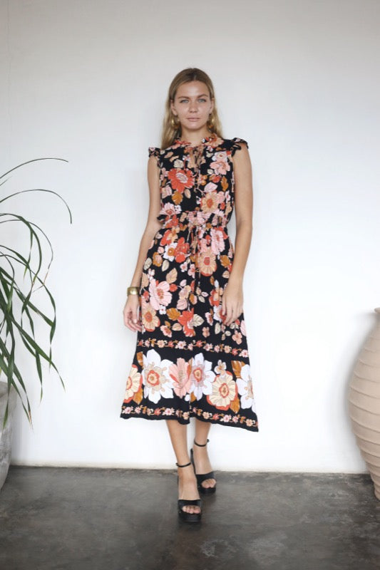 Angelina Dress - Bordered Floral