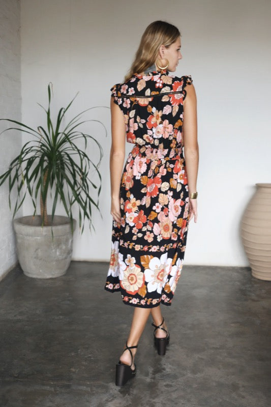 Angelina Dress - Bordered Floral