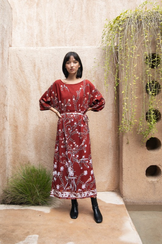 Rose L/S Midi Dress - Love Bird