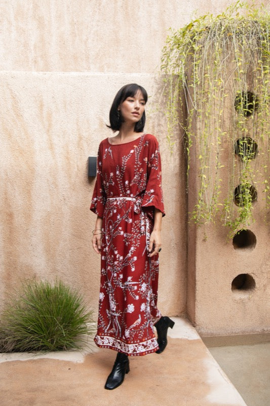 Rose L/S Midi Dress - Love Bird