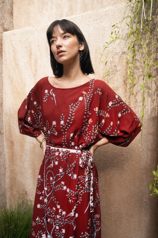 Rose L/S Midi Dress - Love Bird