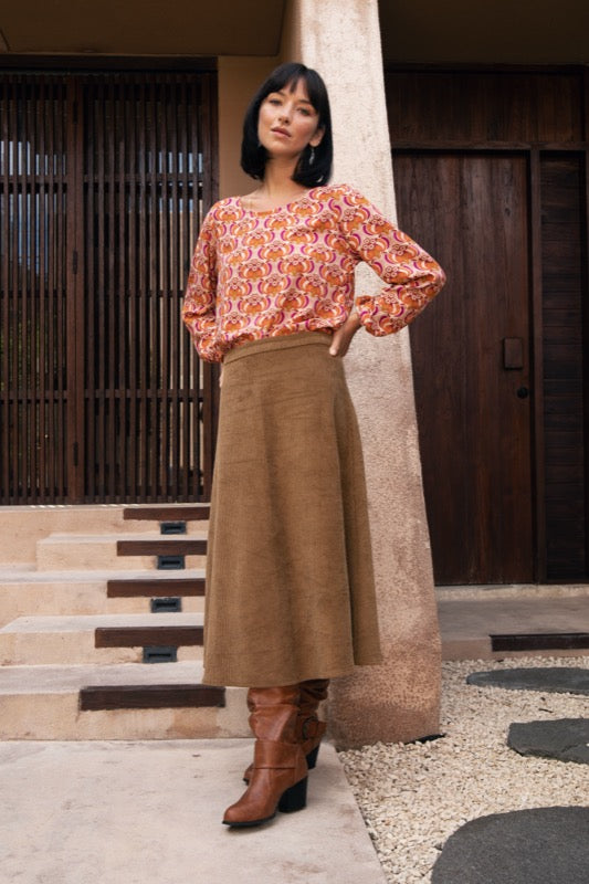 Mira Corduroy Skirt - Tan