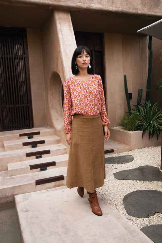 Mira Corduroy Skirt - Tan