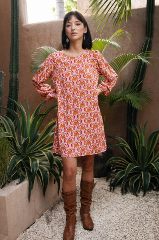 Total Eclipse L/S Dress - Retro Flower