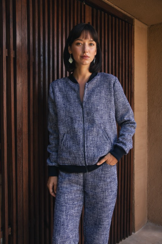 Payton Bomber Jacket - Navy Tweed